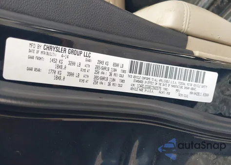 2014 Dodge Durango Limited z USA, uszkodzony, nr VIN 1C4RDJDG8EC502575